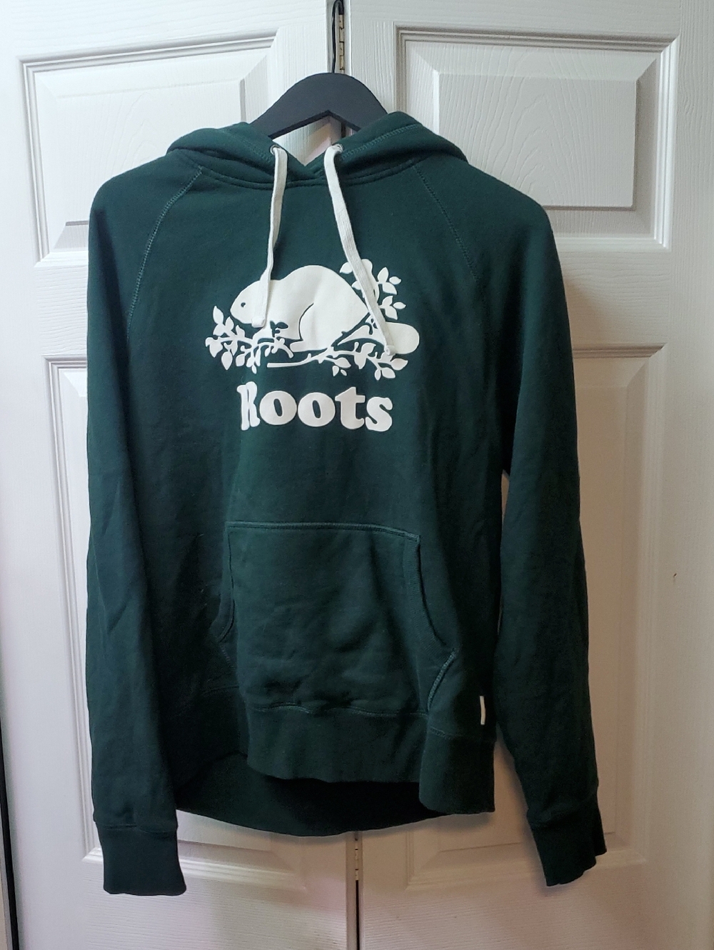 Roots Dark Green Hoodie with White Beaver Logo